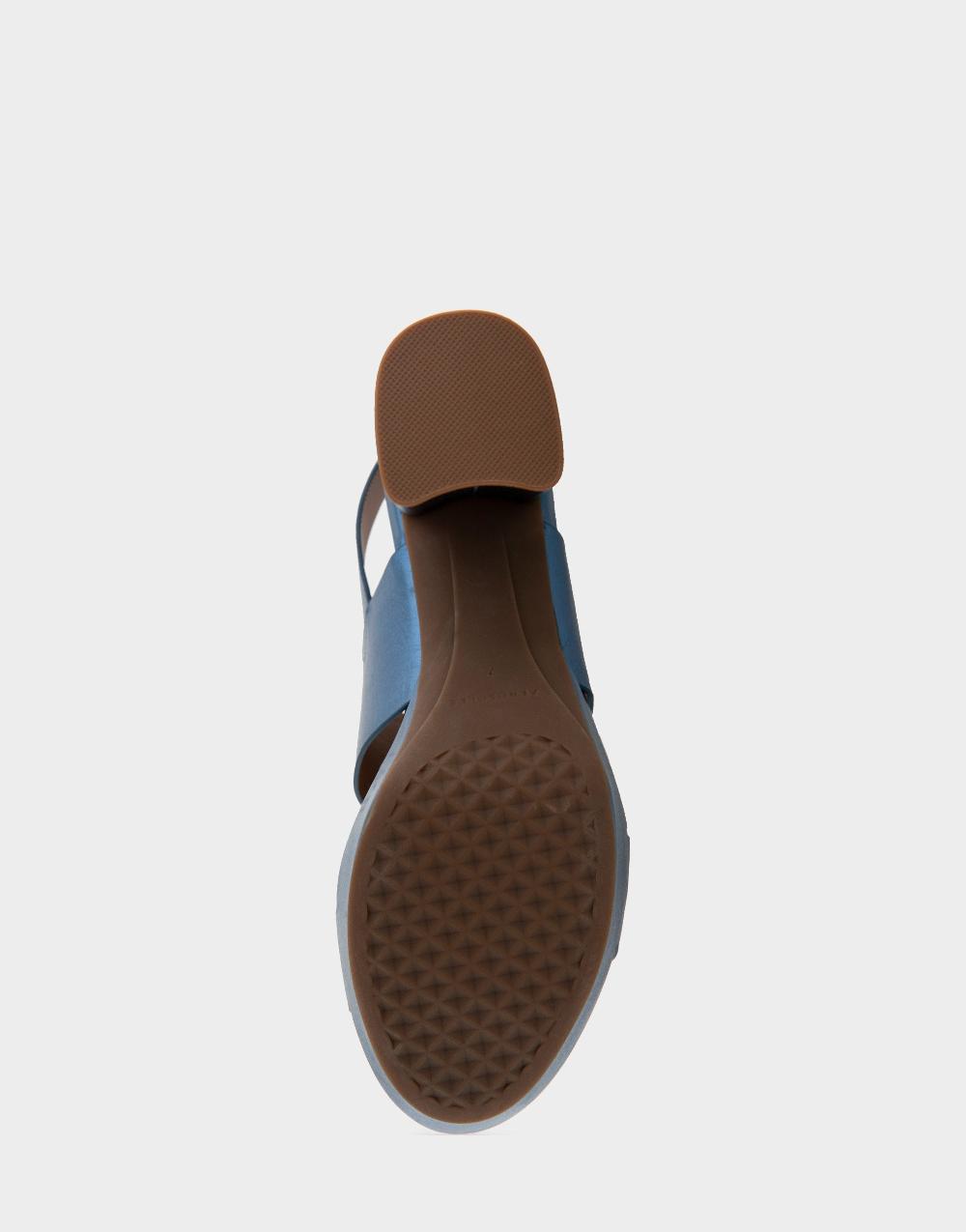 Aerosoles Comfortable Women's Platform Sandals In Blue Metallic Leather Leather