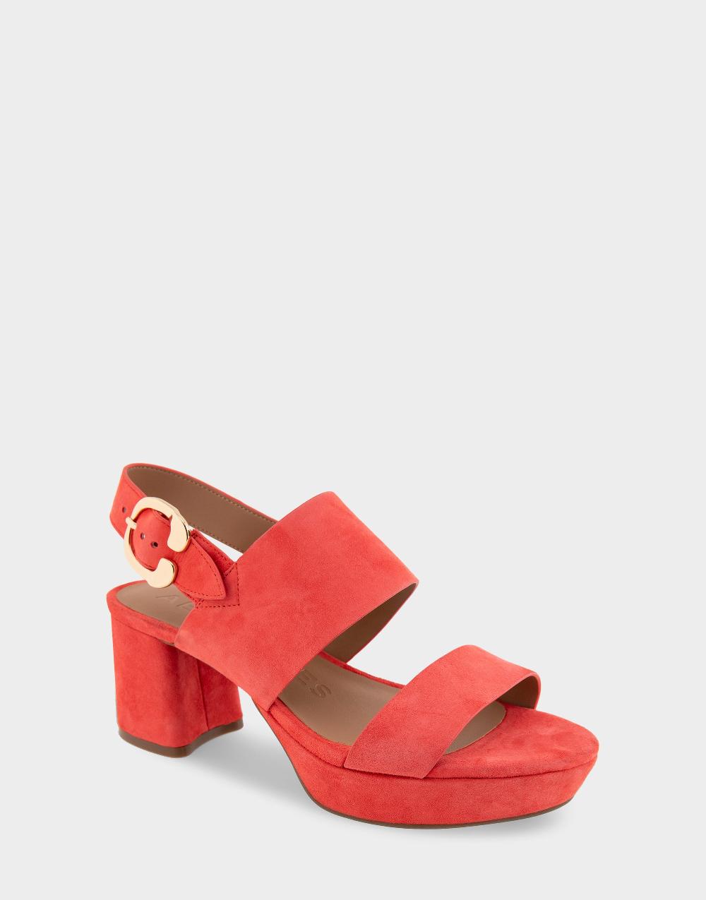 Aerosoles Comfortable Women's Platform Sandals In Coral Suede