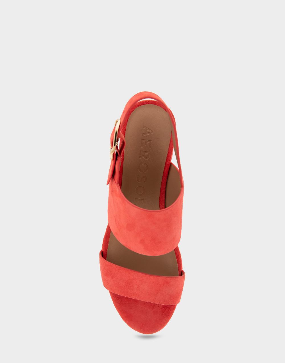 Aerosoles Comfortable Women's Platform Sandals In Coral Suede