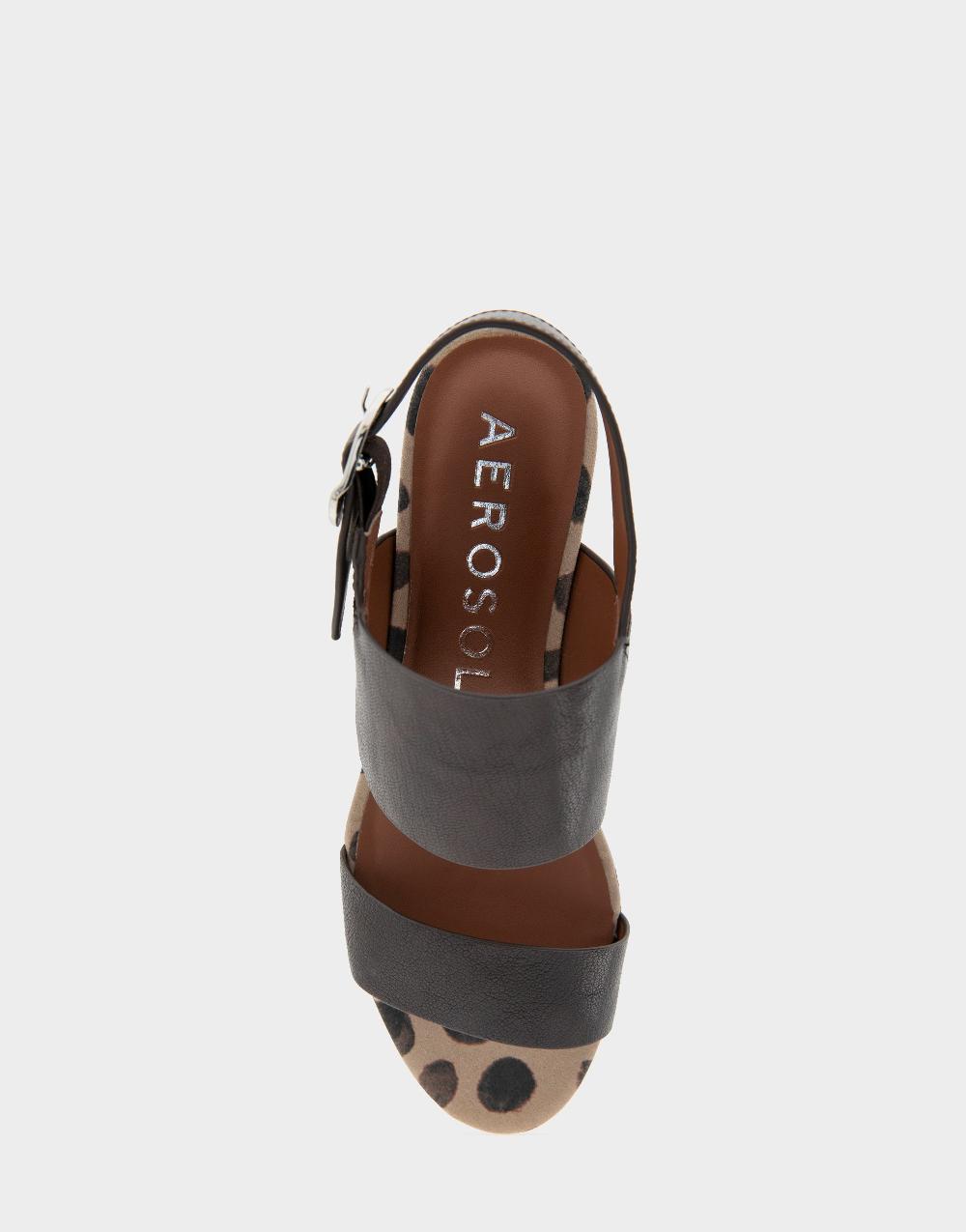 Aerosoles Comfortable Women's Platform Sandals In Java Spotted Print Leather