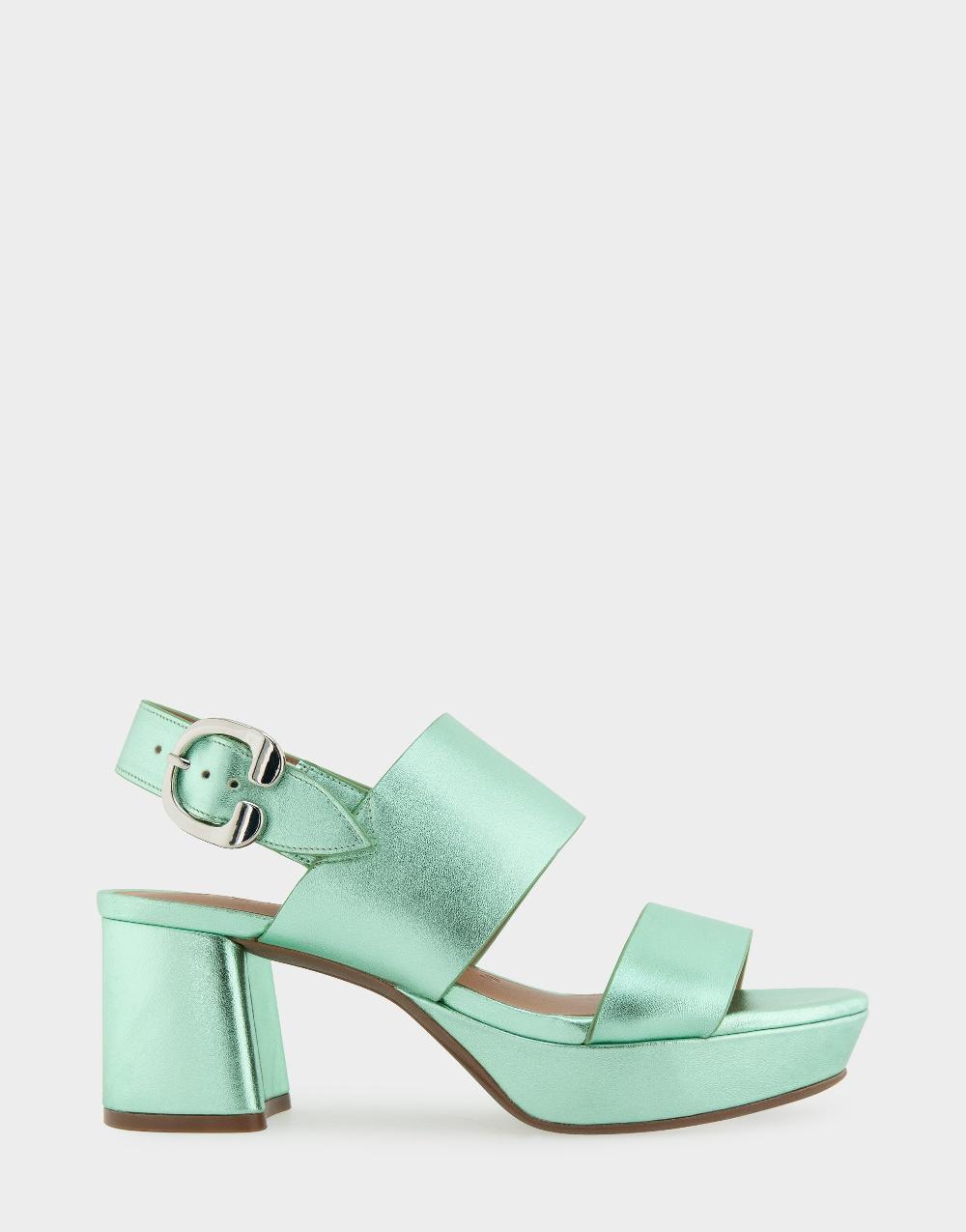 aerosoles Comfortable Women's Platform Sandals in Mint Metallic Leather aerosoles Comfortable Women's Platform Sandals in Mint Metallic Leather