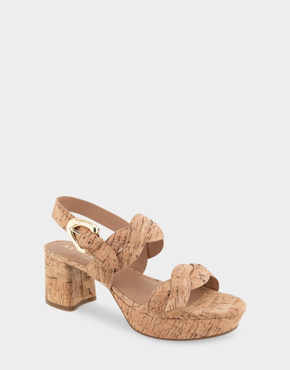 Aerosoles Comfortable Women's Platform Sandals In Natural Cork