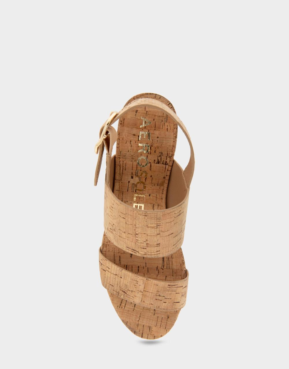 Aerosoles Comfortable Women's Platform Sandals In Natural Cork