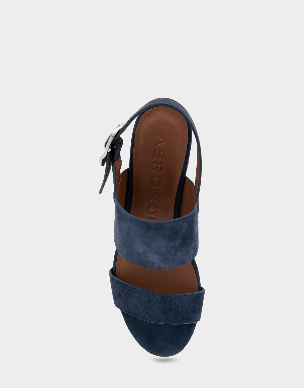 Aerosoles Comfortable Women's Platform Sandals In Navy Suede
