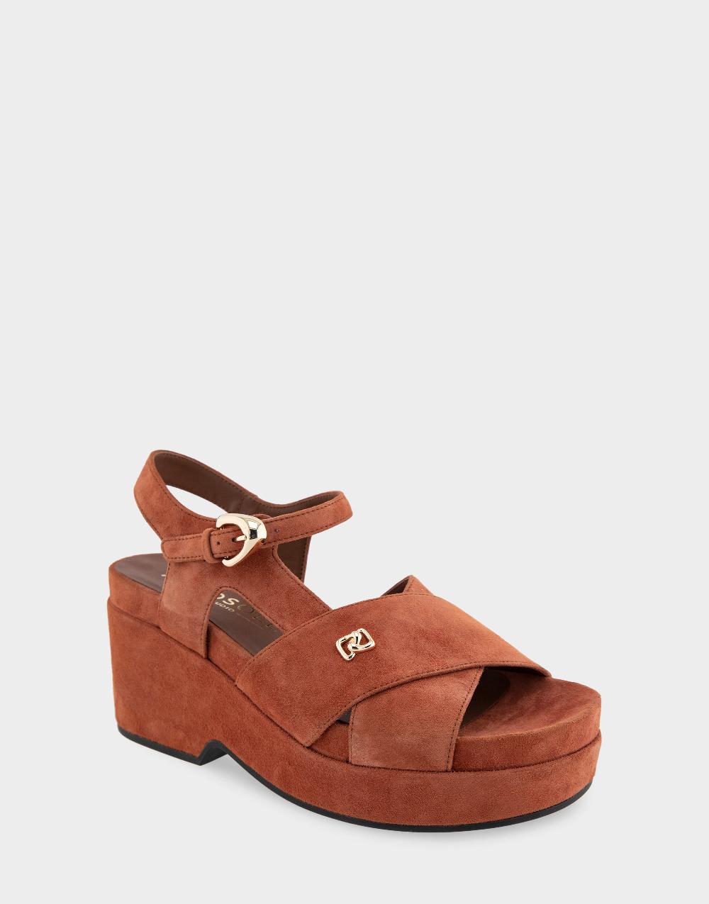 Aerosoles Comfortable Women's Platform Sandals In Rust Suede