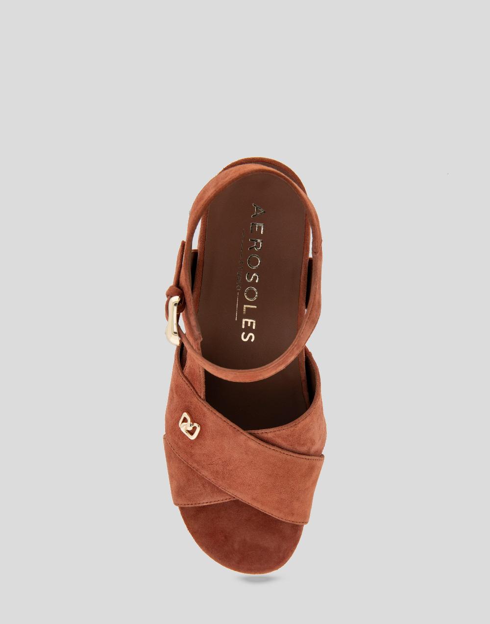 Aerosoles Comfortable Women's Platform Sandals In Rust Suede