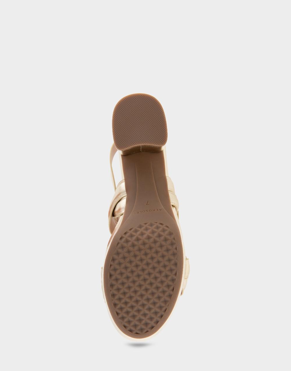Aerosoles Comfortable Women's Platform Sandals In Soft Gold Leather