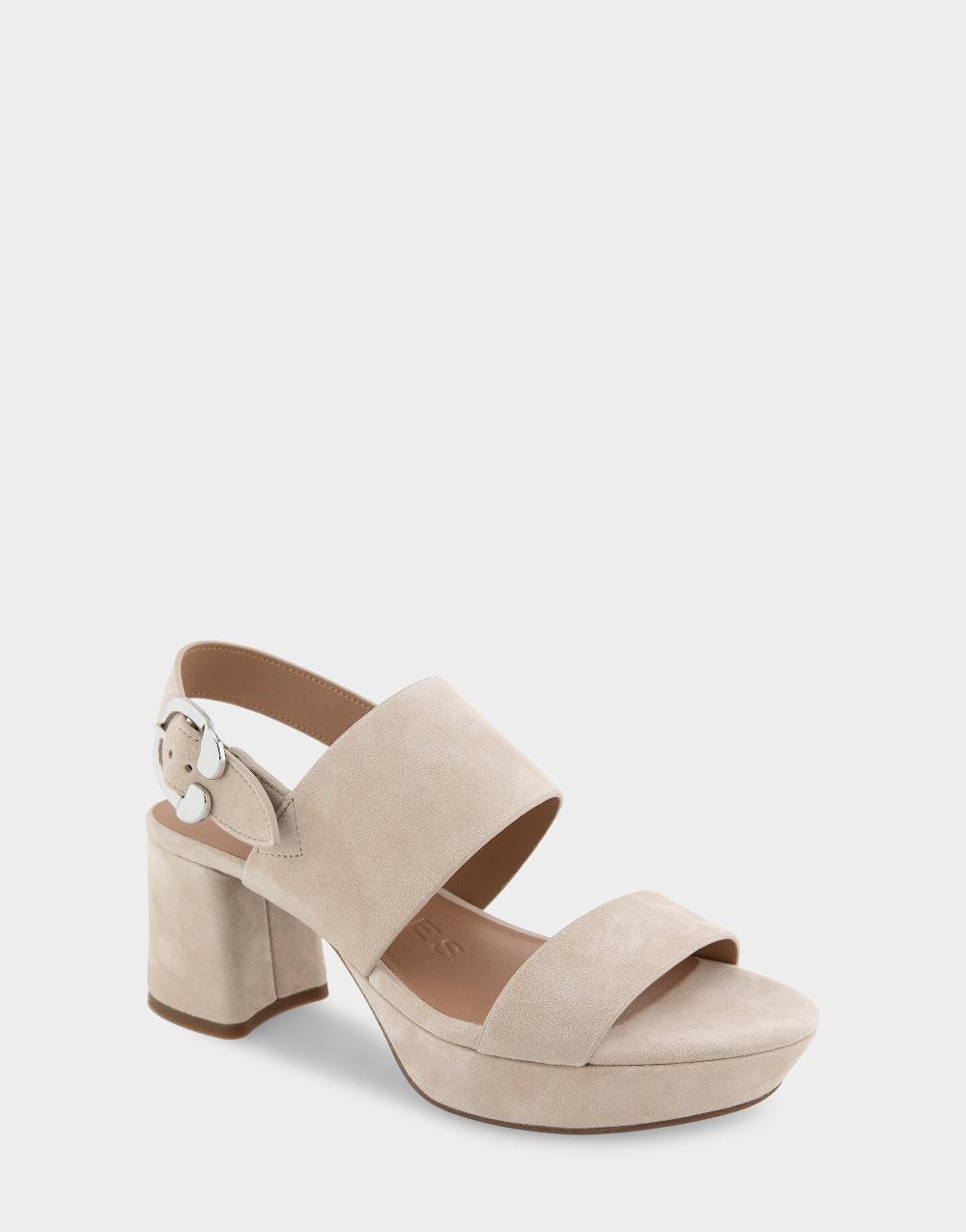 Aerosoles Comfortable Women's Platform Sandals In Stone Suede