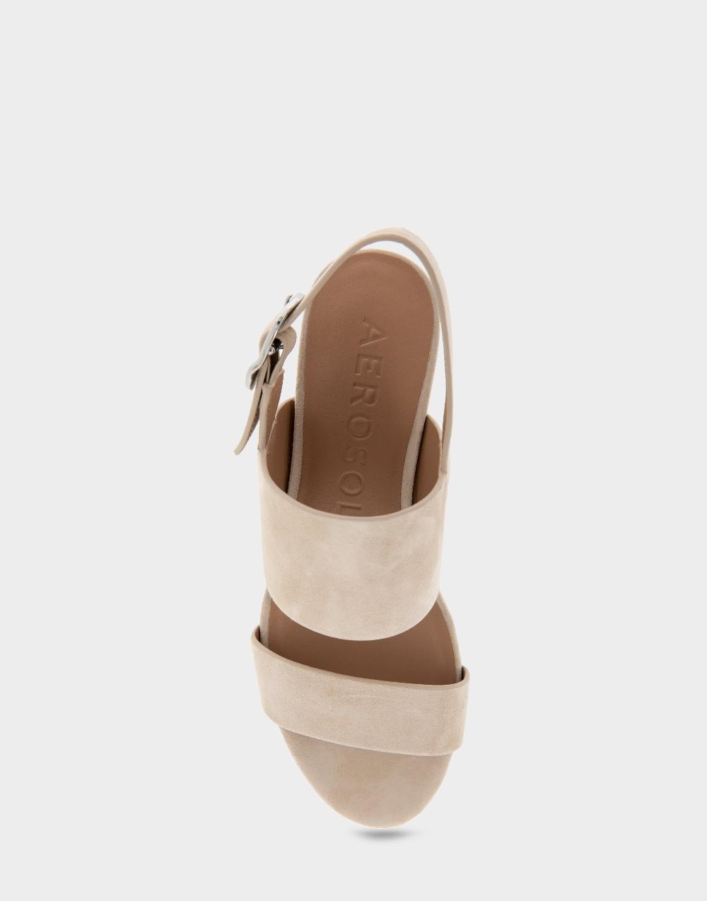 Aerosoles Comfortable Women's Platform Sandals In Stone Suede