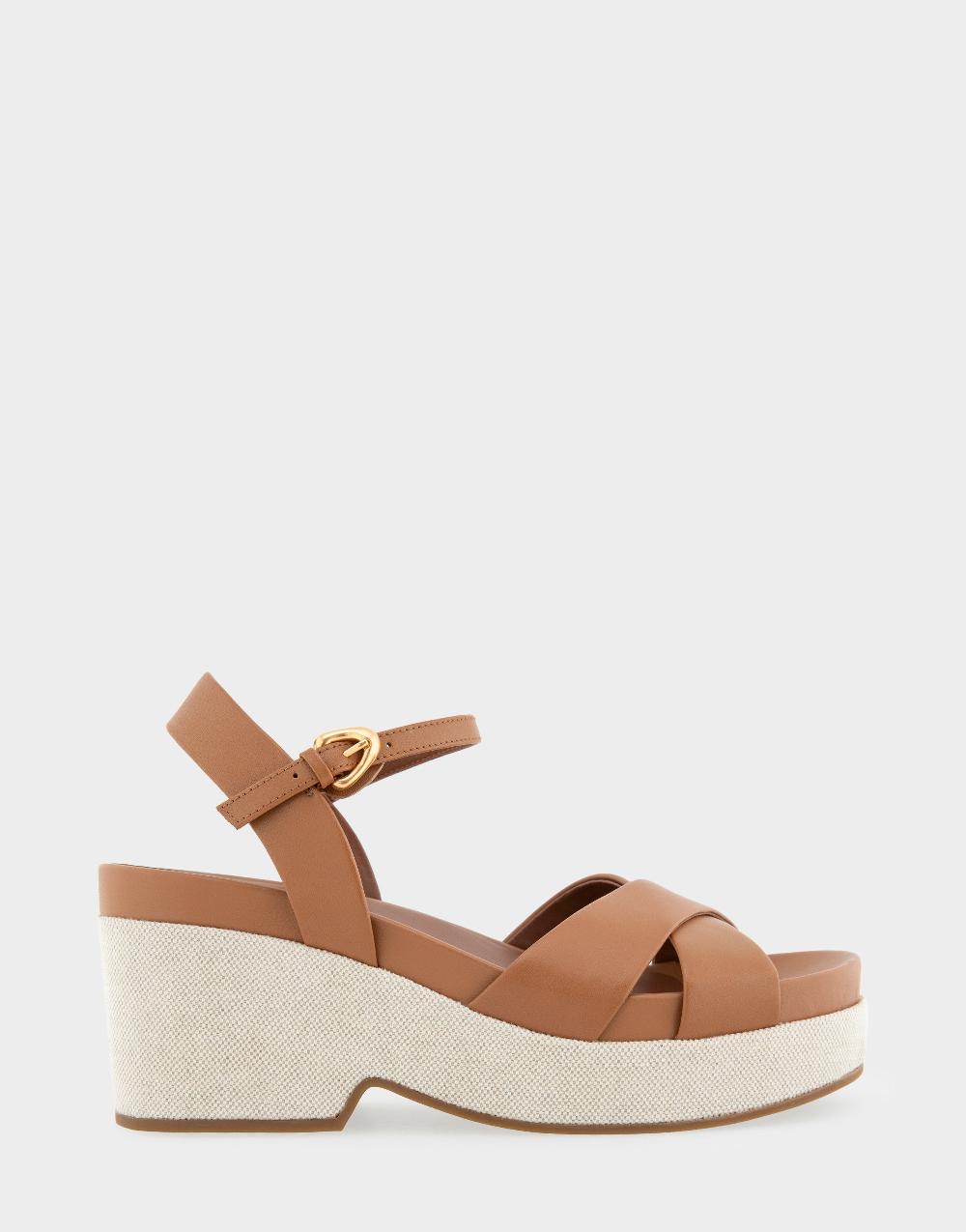 aerosoles Comfortable Women's Platform Sandals in Tan Leather