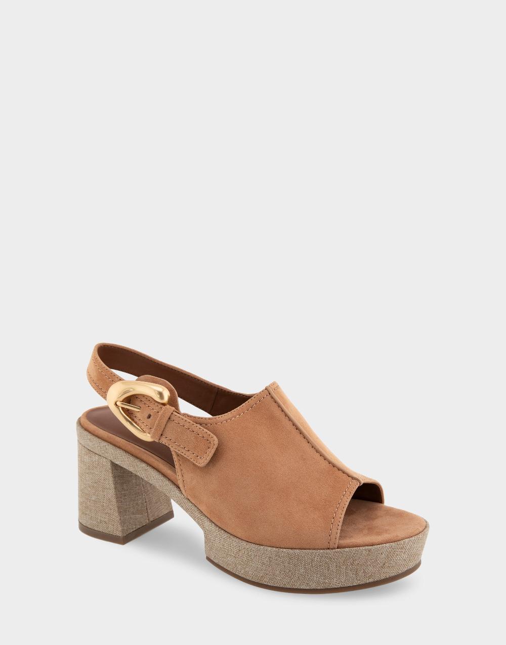 Aerosoles Comfortable Women's Platform Sandals In Tan Suede