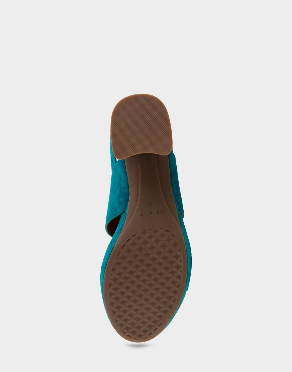 Aerosoles Comfortable Women's Platform Sandals In Teal Suede