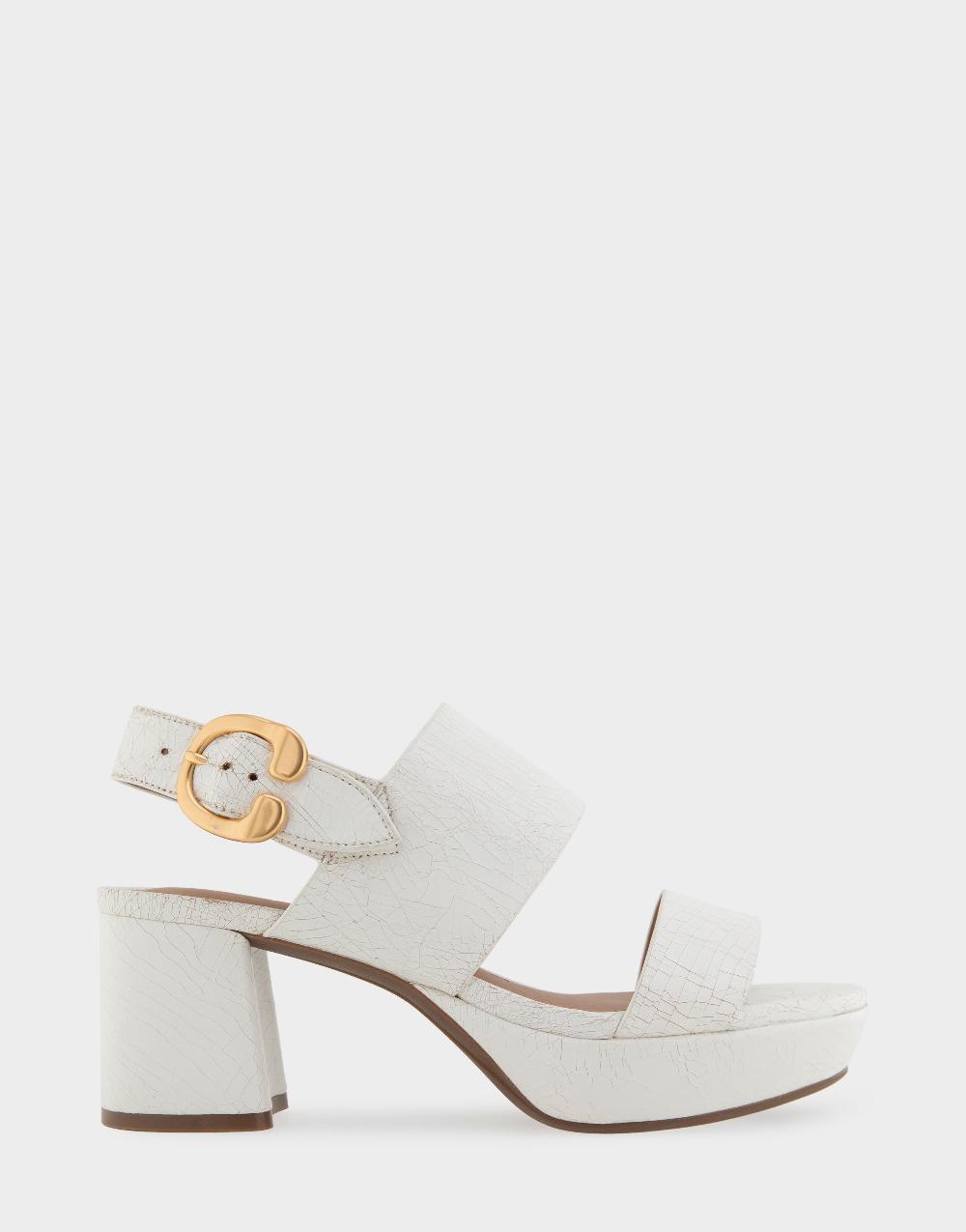 aerosoles Comfortable Women's Platform Sandals in White Crackled Leather