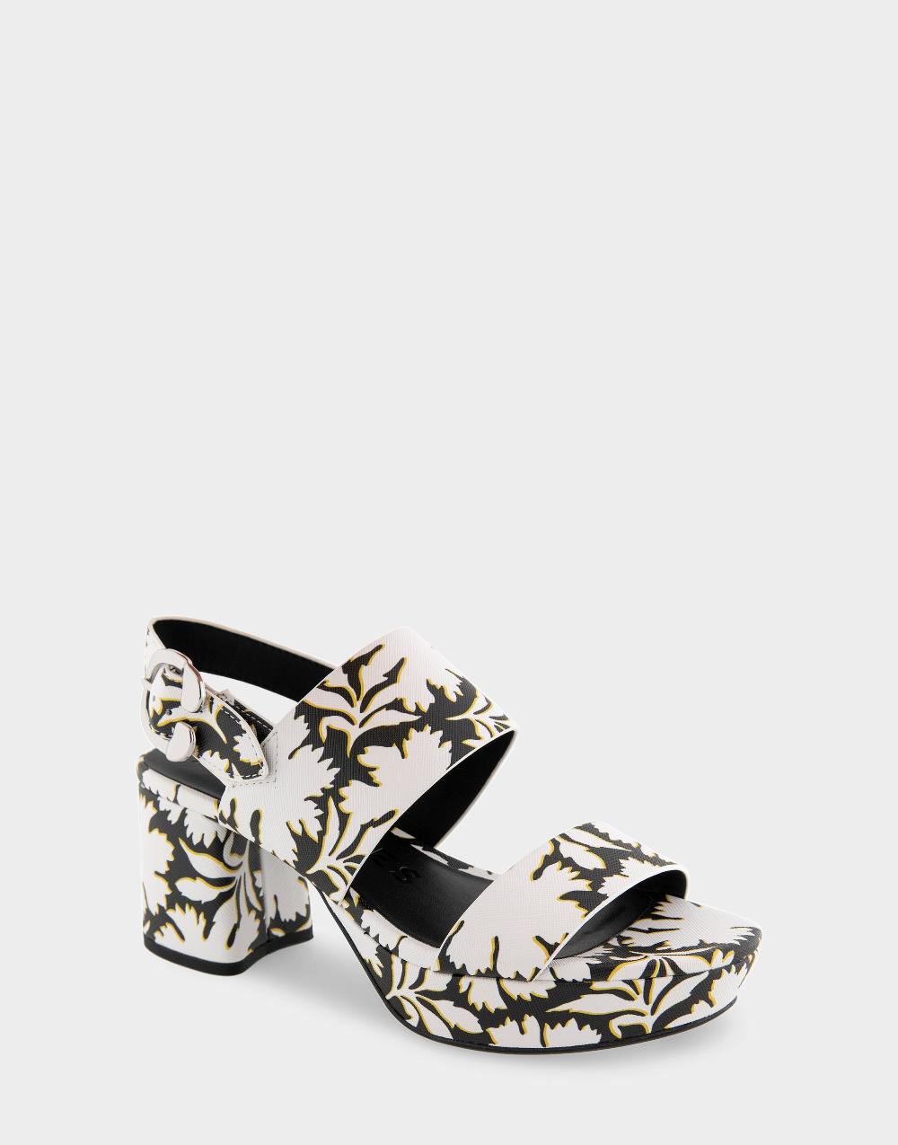 Aerosoles Comfortable Women's Platform Sandals In White Floral Faux Leather