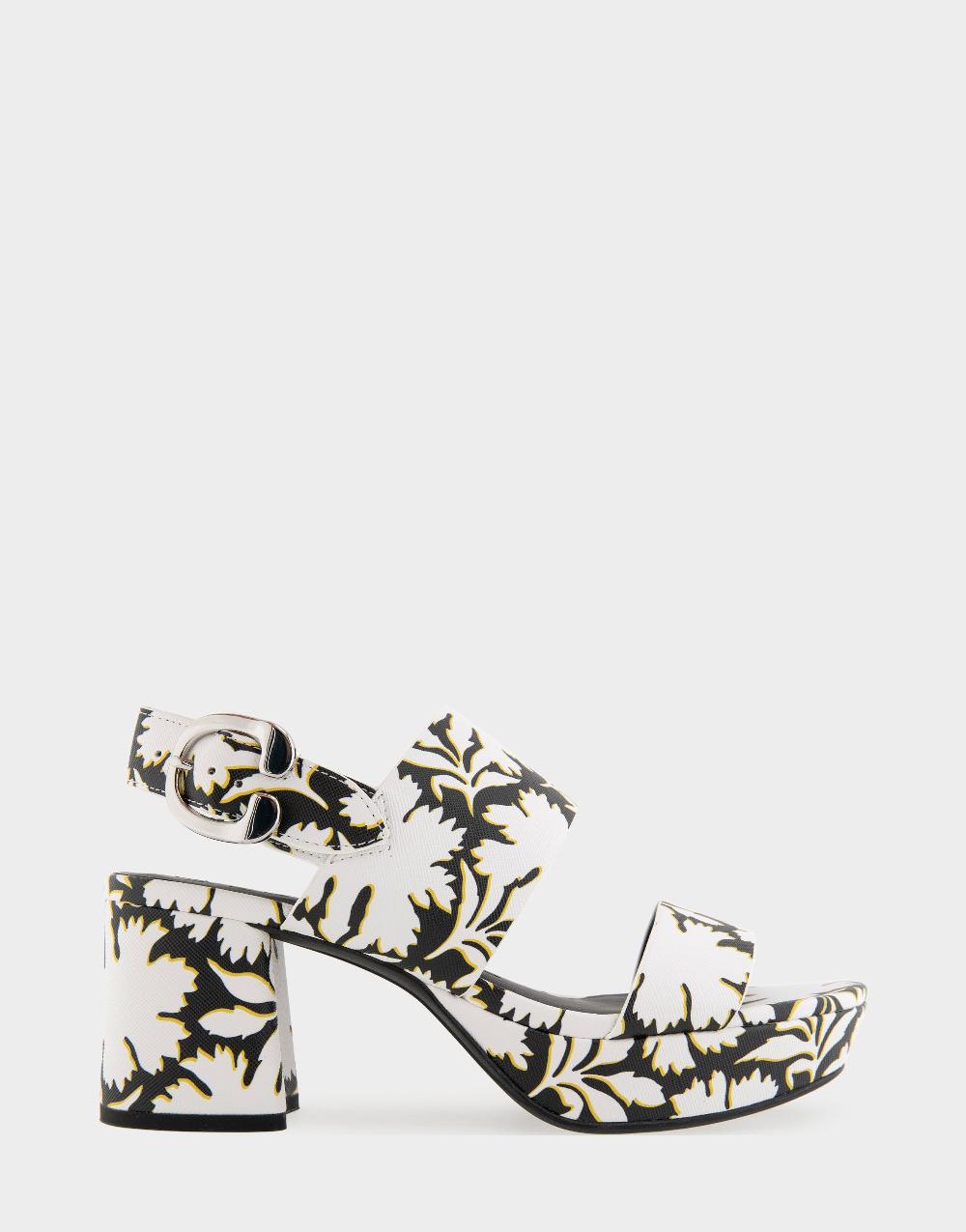 aerosoles Comfortable Women's Platform Sandals in White Floral Faux Leather