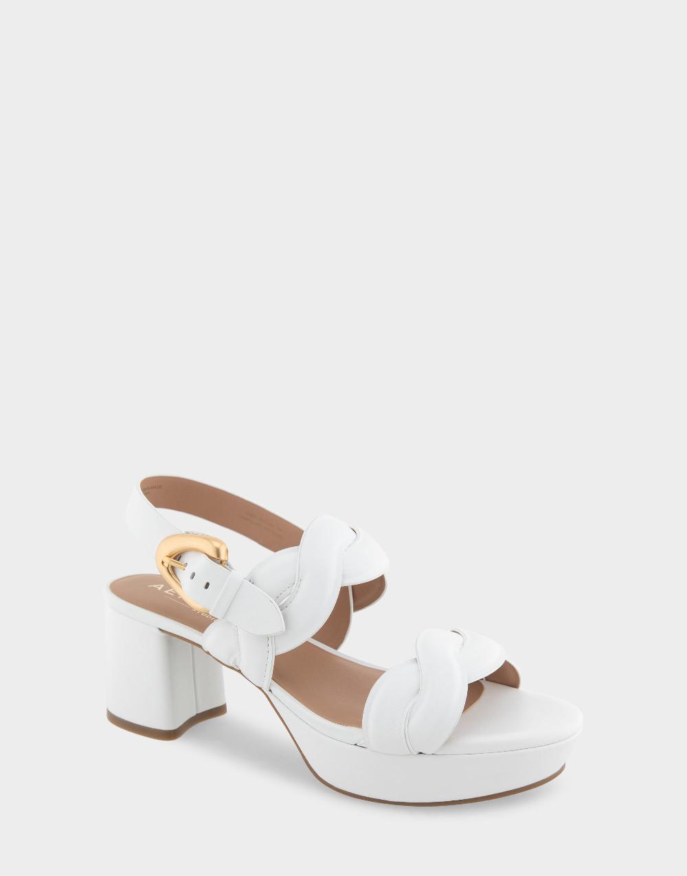 Aerosoles Comfortable Women's Platform Sandals In White Leather