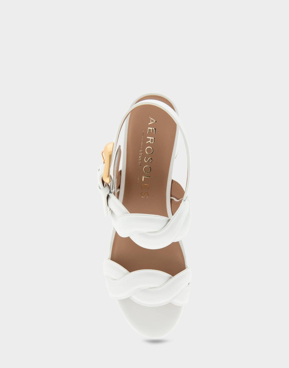 Aerosoles Comfortable Women's Platform Sandals In White Leather