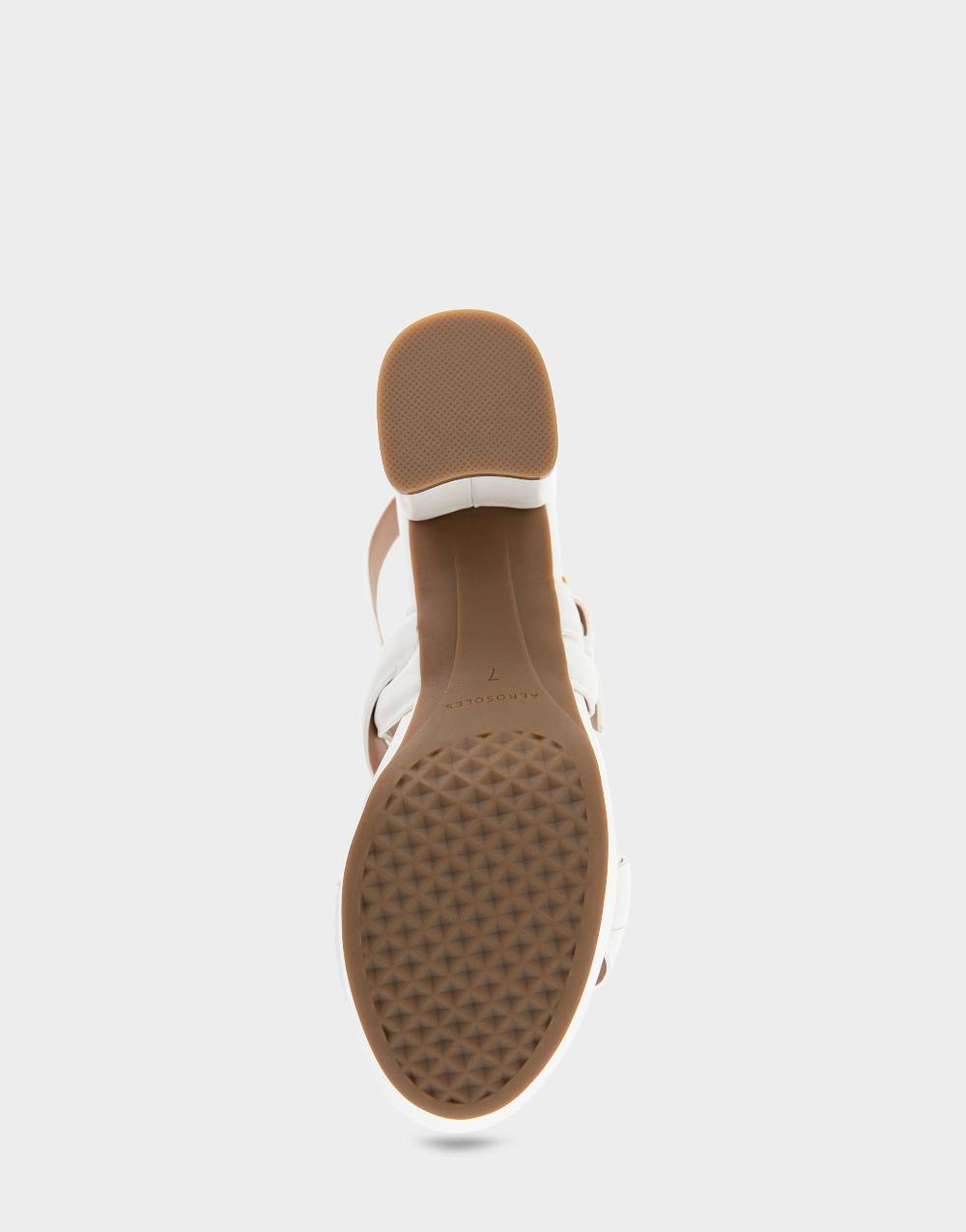 Aerosoles Comfortable Women's Platform Sandals In White Leather