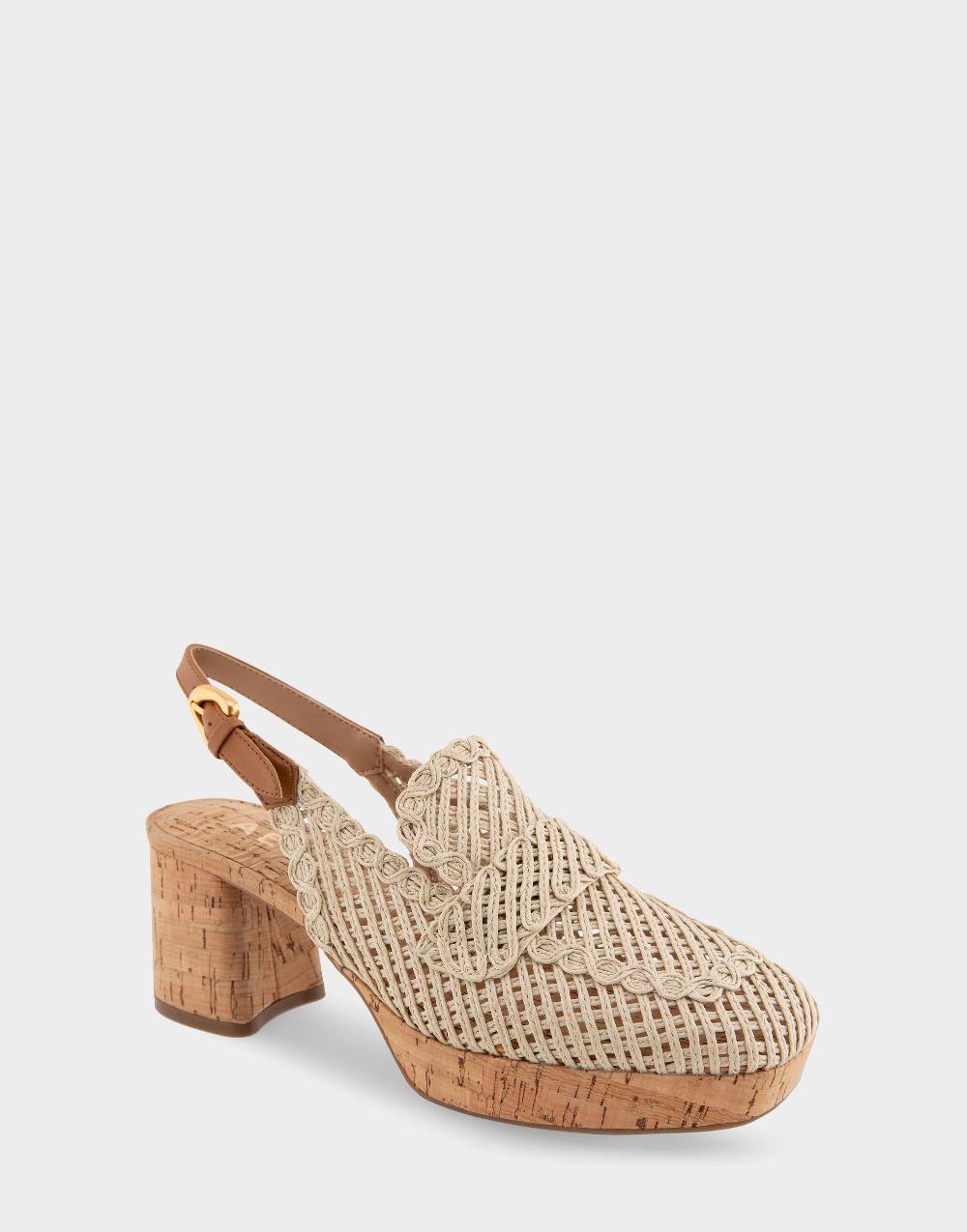 Aerosoles Comfortable Women's Platform Slingback In Natural Raffia Fabric