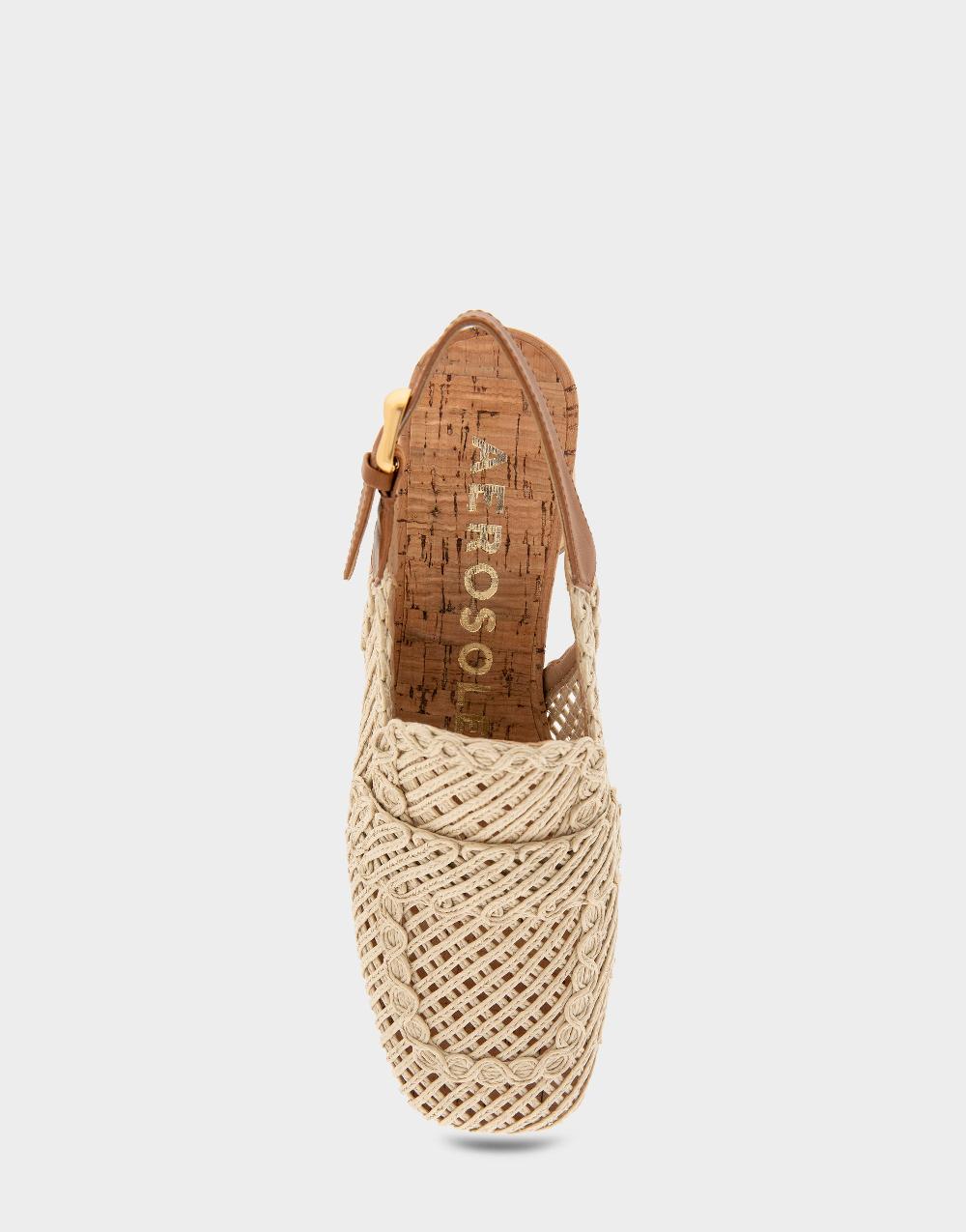 Aerosoles Comfortable Women's Platform Slingback In Natural Raffia Fabric