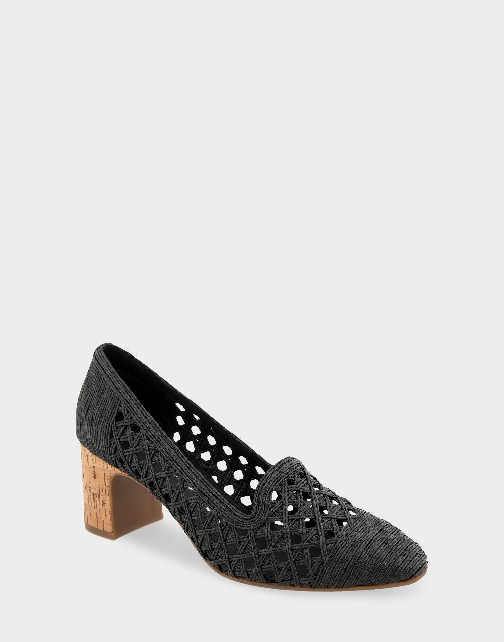 Aerosoles Comfortable Women's Pumps In Black Embroidered Raffia Fabric