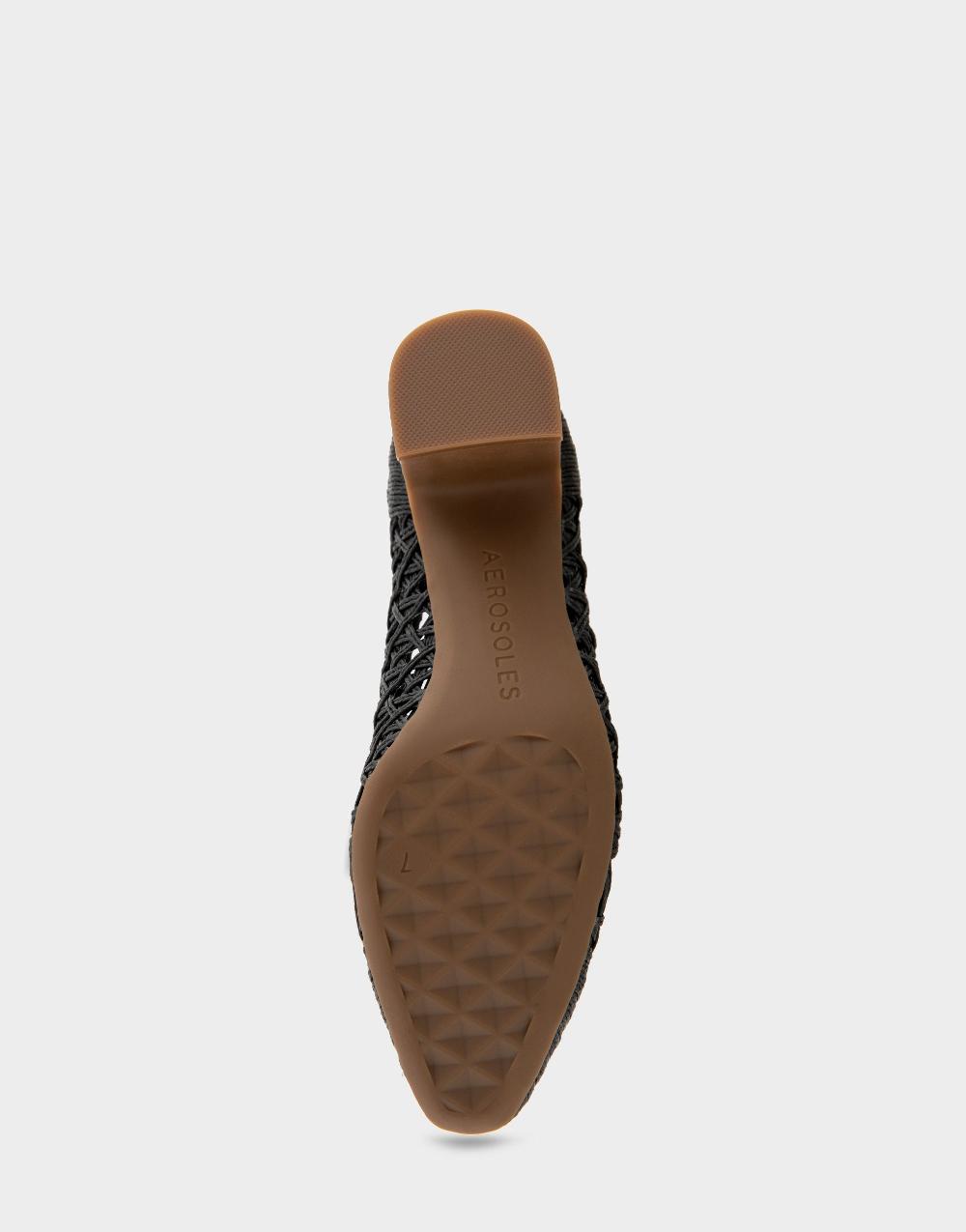 Aerosoles Comfortable Women's Pumps In Black Embroidered Raffia Fabric