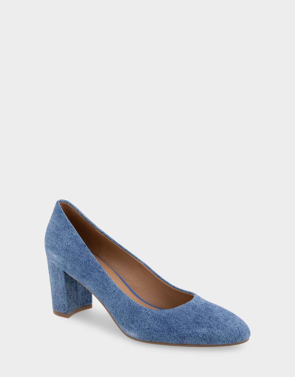 Aerosoles Comfortable Women's Pumps In Blue Denim Suede