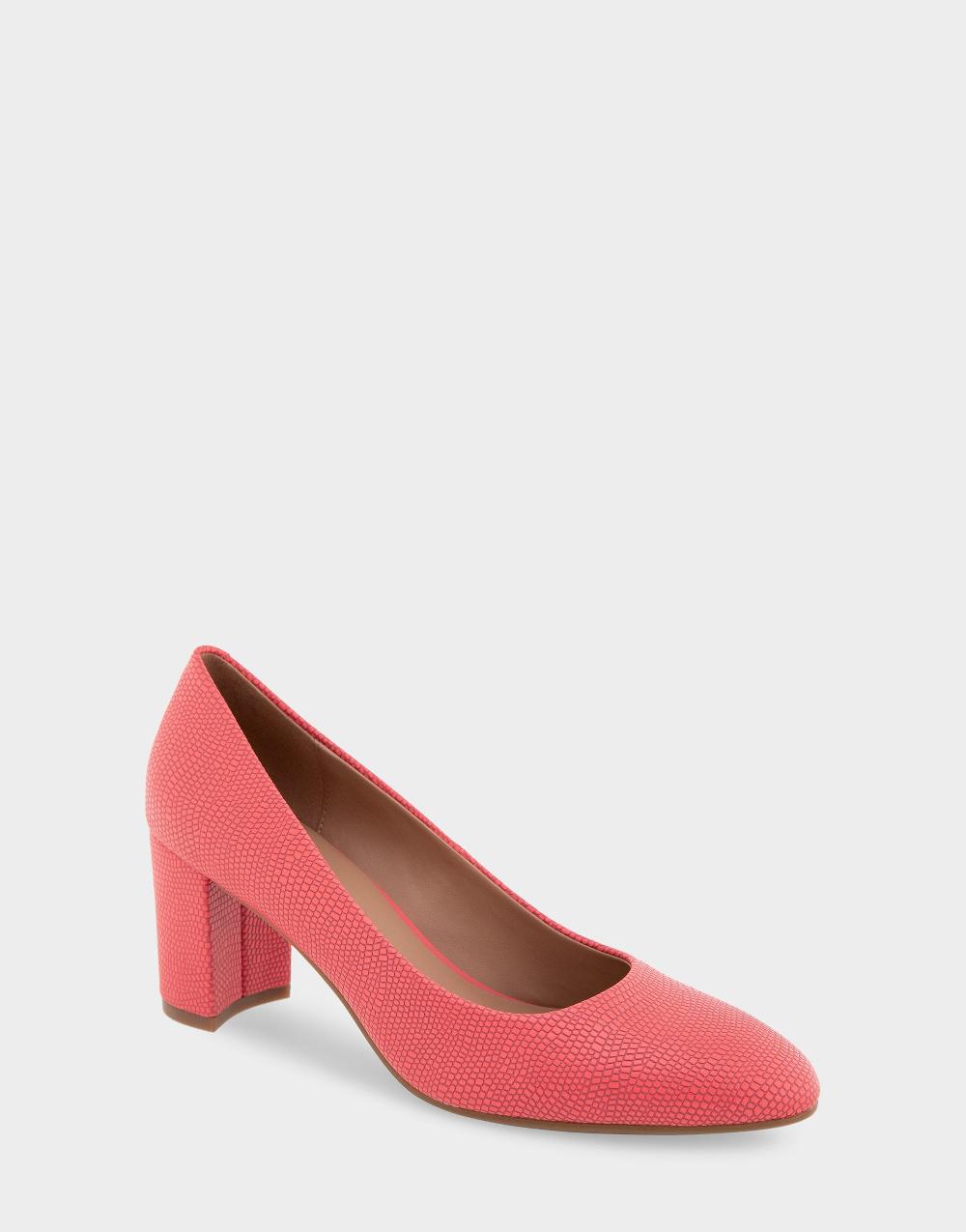 Aerosoles Comfortable Women's Pumps In Coral Lizard Embossed Faux Leather