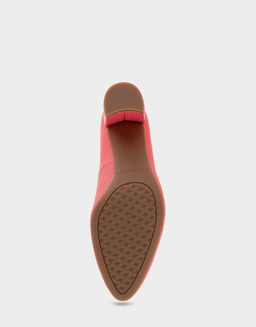 Aerosoles Comfortable Women's Pumps In Coral Lizard Embossed Faux Leather