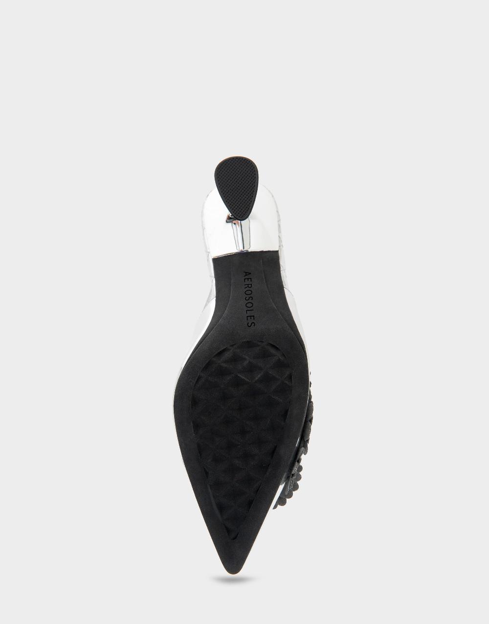 Aerosoles Comfortable Women's Pumps In Silver Mirror Metallic Faux Leather