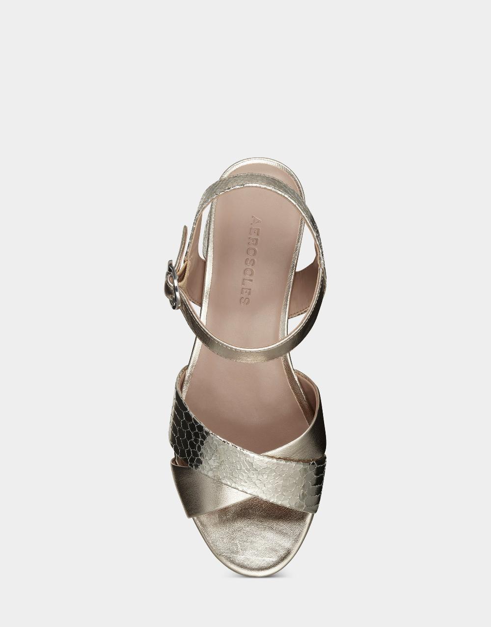 Aerosoles Comfortable Women's Sandal In Gold Genuine Leather