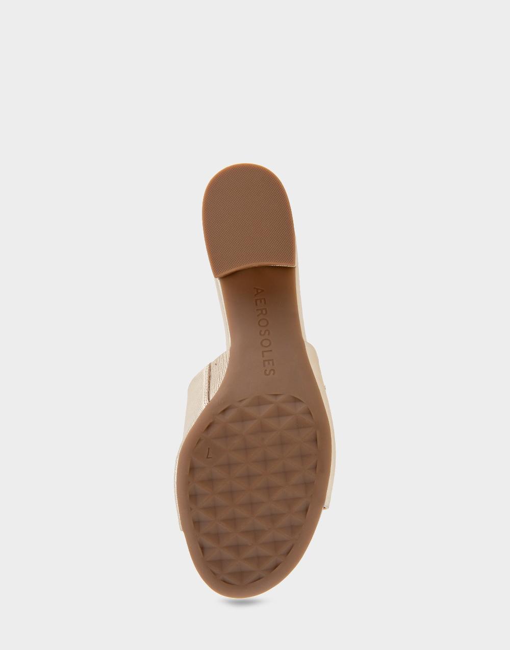 Aerosoles Comfortable Women's Slide Sandals In Gold Metallic Textured Faux Leather