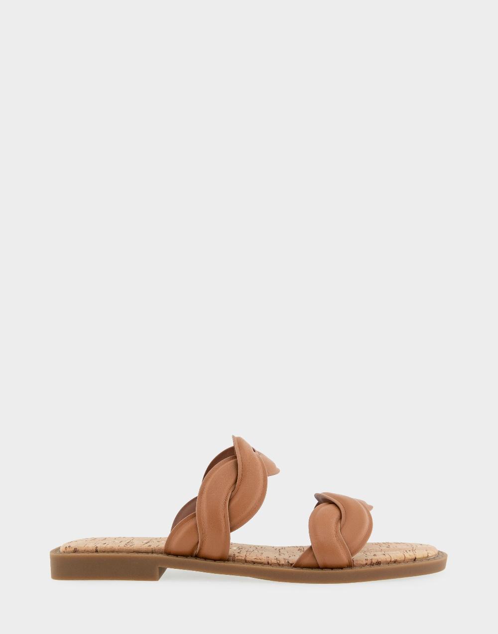 aerosoles Comfortable Women's Slide Sandals in Tan Faux Leather Faux Leather