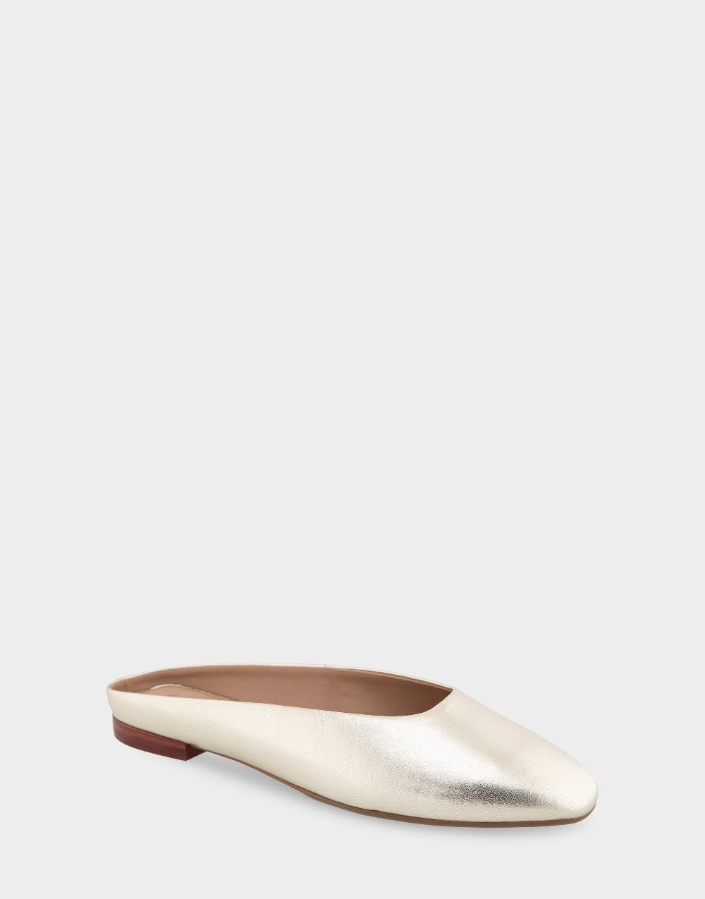 Aerosoles Comfortable Women's Slides In Gold Metallic Leather Leather