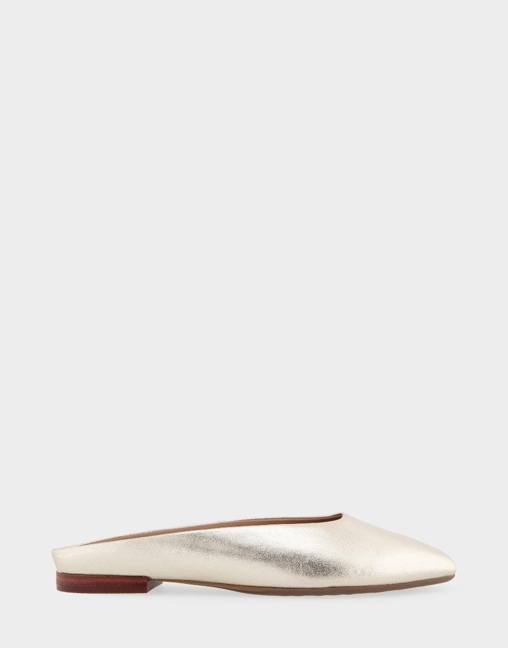 aerosoles Comfortable Women's Slides in Gold Metallic Leather Leather