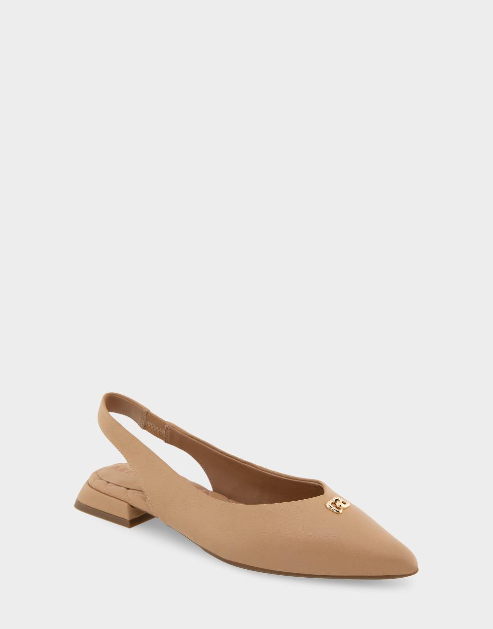 Aerosoles Comfortable Women's Slingback Flats In Beige Bisque Leather