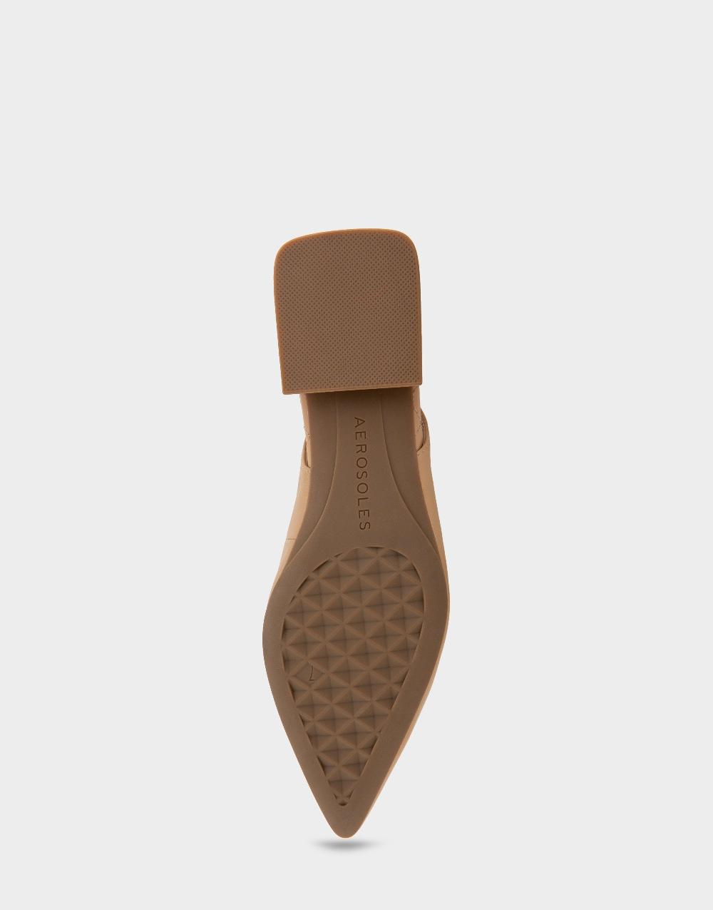 Aerosoles Comfortable Women's Slingback Flats In Beige Bisque Leather