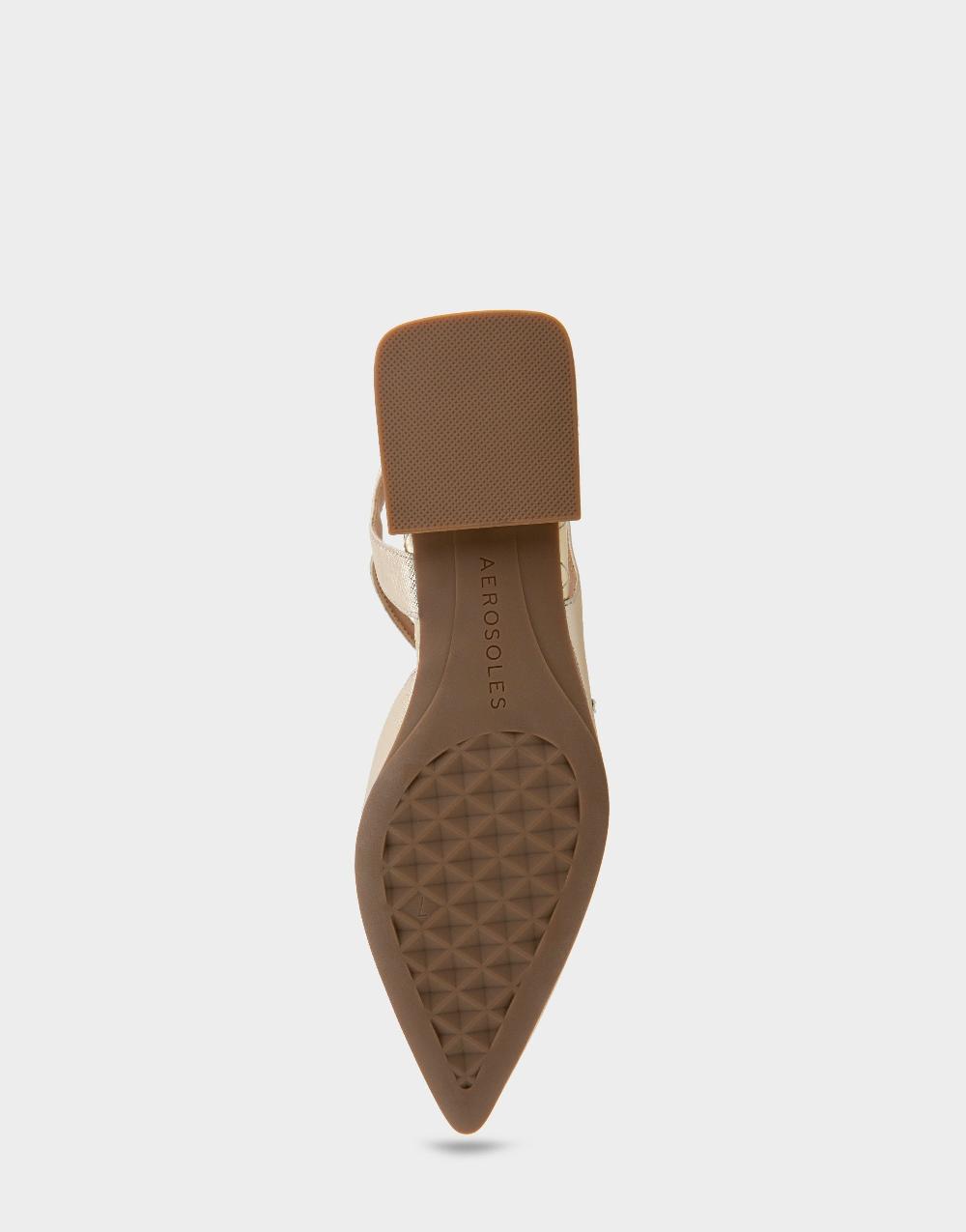 Aerosoles Comfortable Women's Slingback Flats In Gold Metallic Textured Faux Leather