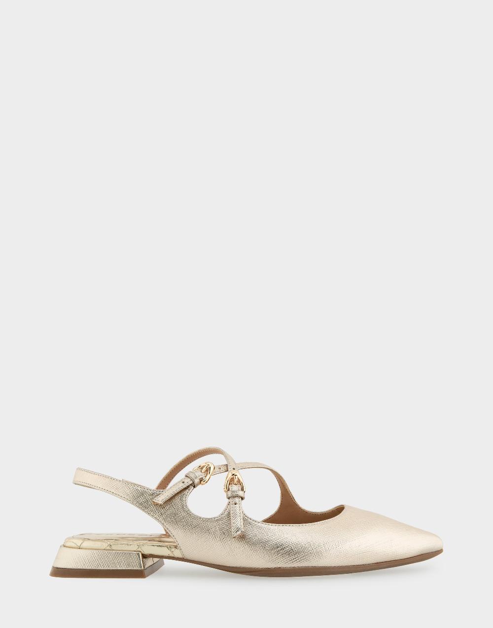 aerosoles Comfortable Women's Slingback Flats in Gold Metallic Textured Faux Leather