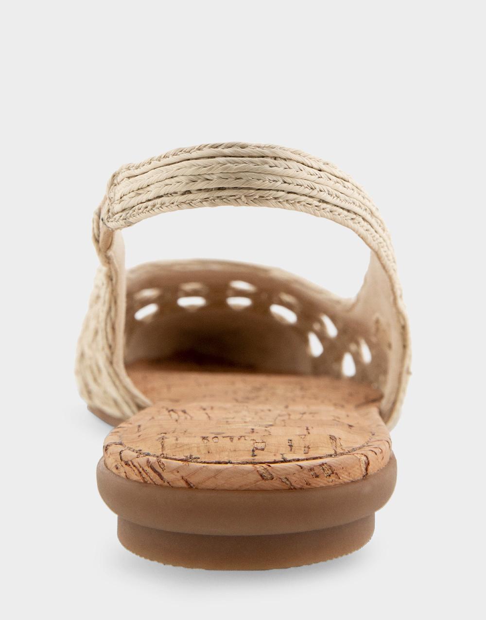 Aerosoles Comfortable Women's Slingback Flats In Natural Embroidered Raffia Fabric