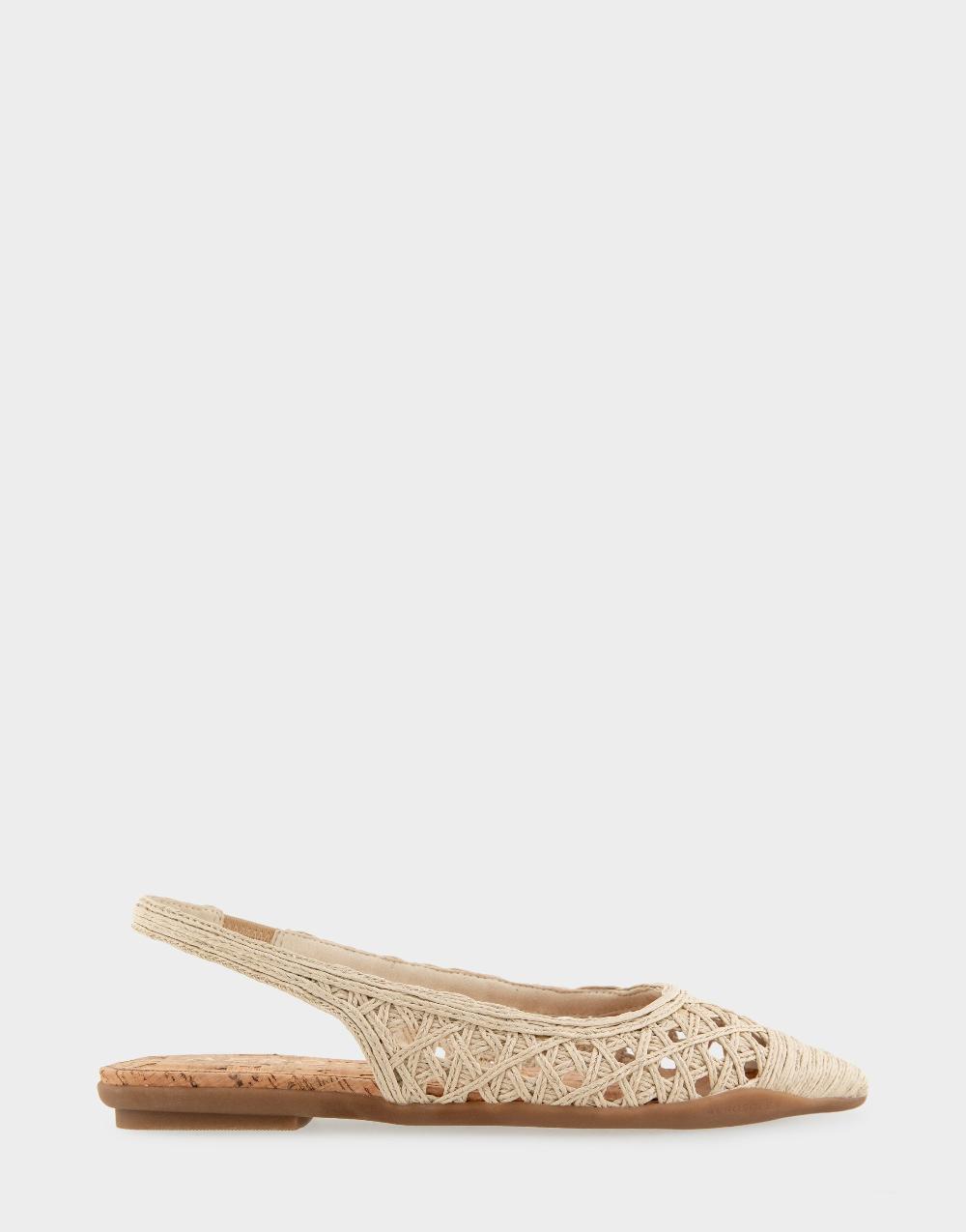 aerosoles Comfortable Women's Slingback Flats in Natural Embroidered Raffia Fabric
