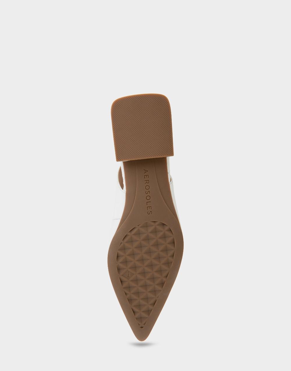 Aerosoles Comfortable Women's Slingback Flats In White Leather