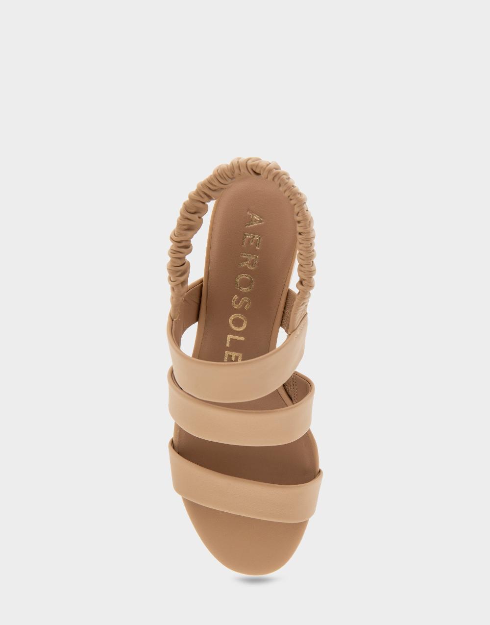 Aerosoles Comfortable Women's Slingback Sandals In Beige Leather