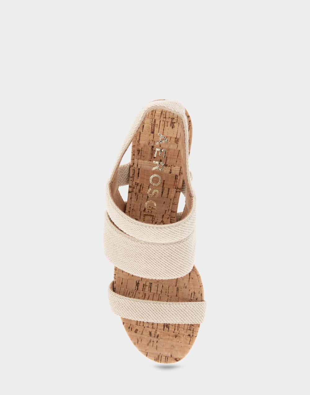 Aerosoles Comfortable Women's Slingback Sandals In Natural Linen Elastic Fabric