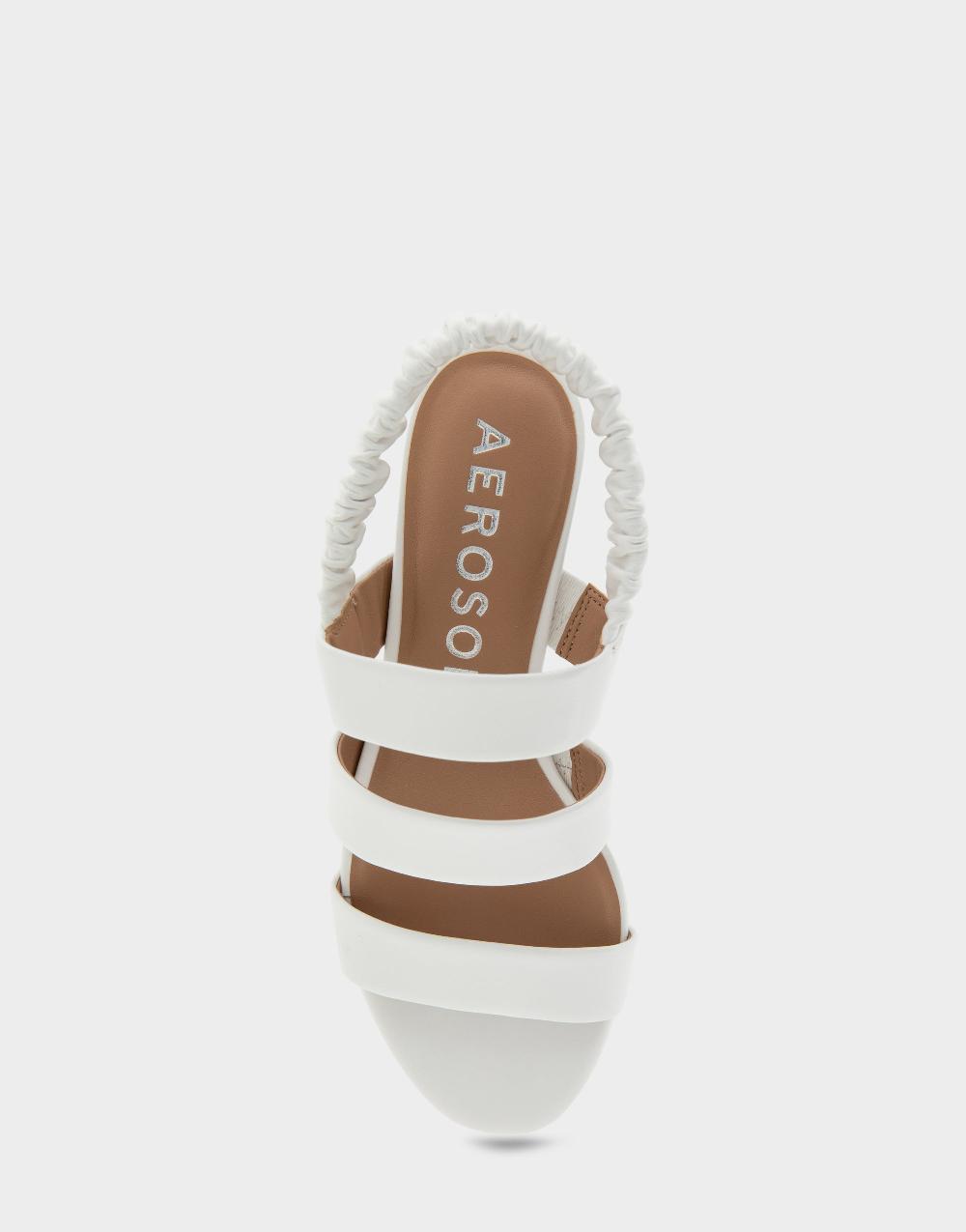 Aerosoles Comfortable Women's Slingback Sandals In White Leather