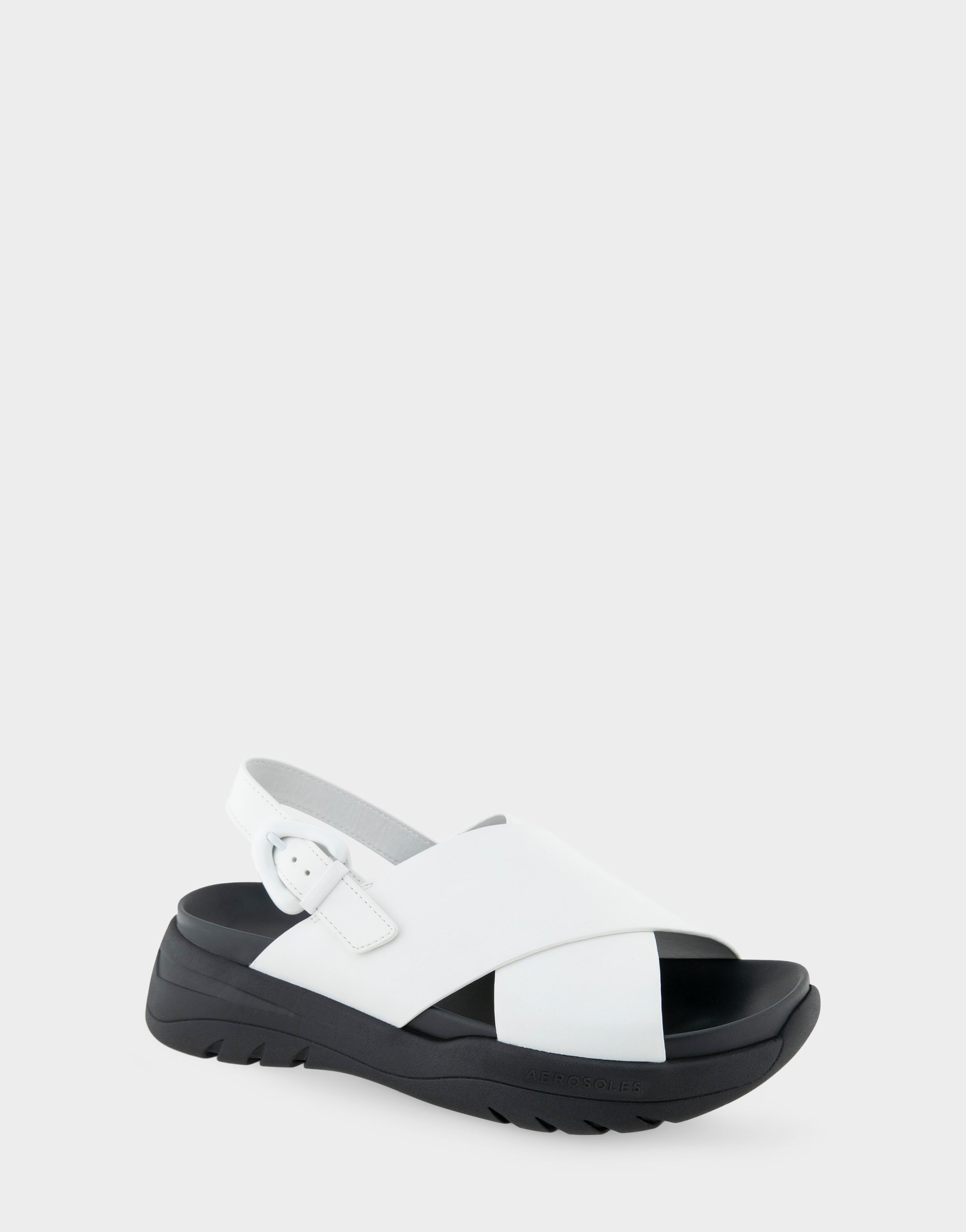 Aerosoles Comfortable Women's Sneaker Sandals In White Faux Leather