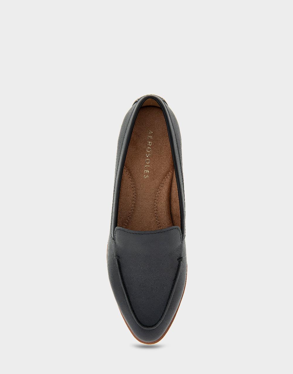 Aerosoles Comfortable Women's Tailored Loafer In Black Faux Leather