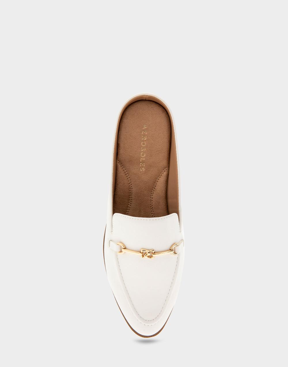 Aerosoles Comfortable Women's Tailored Loafer In Bright White Faux Leather