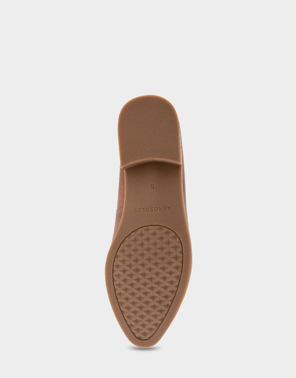 Aerosoles Comfortable Women's Tailored Loafer In Dark Tan Faux Leather