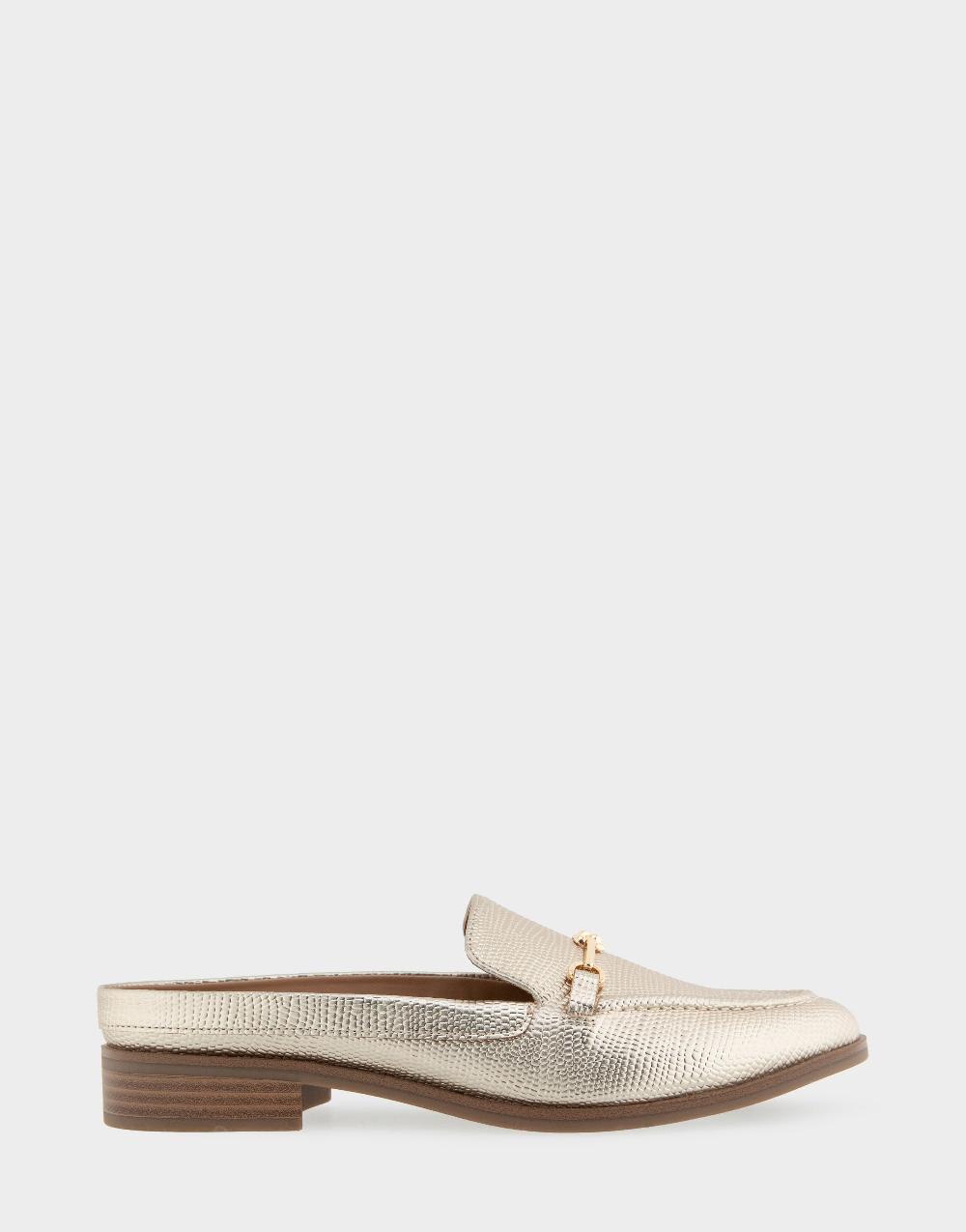 aerosoles Comfortable Women's Tailored Loafer in Gold Metallic Lizard Embossed Faux Leather